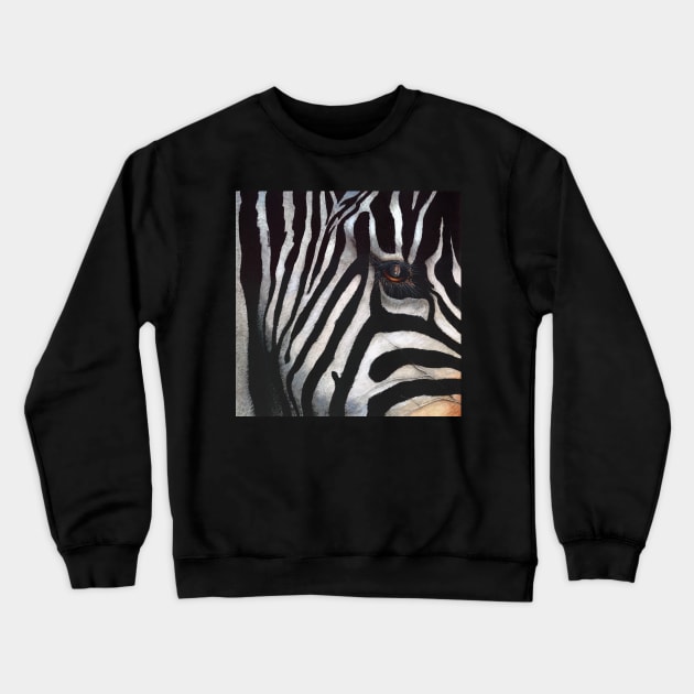 Zebra Crewneck Sweatshirt by Dave Bartholet Wildlife Art